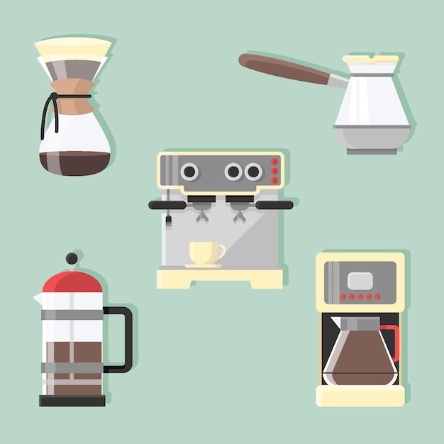 Free vector coffee brewing methods concept