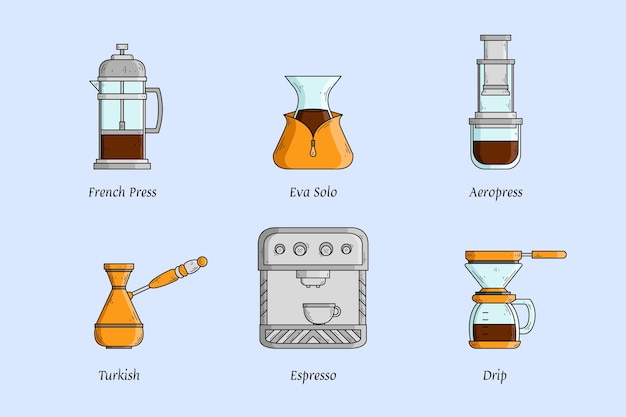 Free vector coffee brewing methods