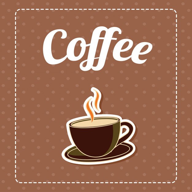 Coffee in brown pattern background