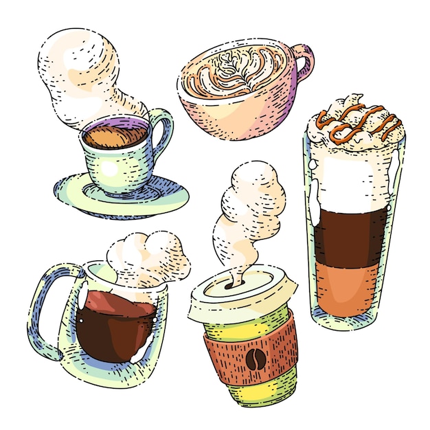 コーヒーカフェカップスケッチ手描きベクトル