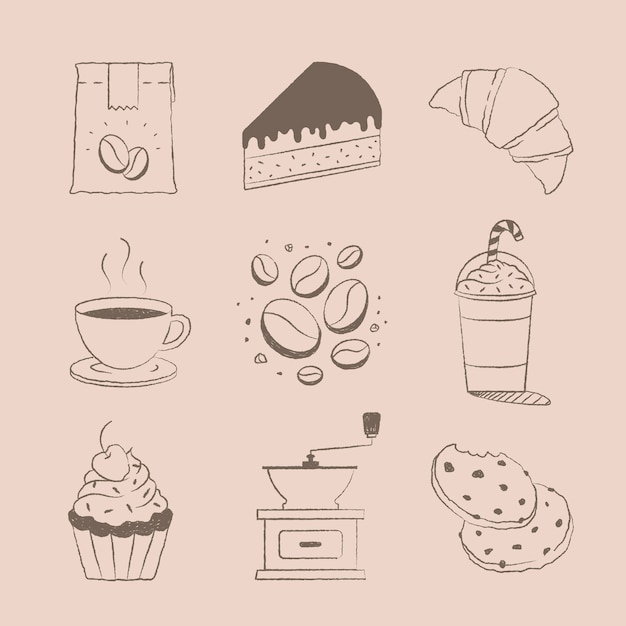 Free vector coffee & cake design element vector set