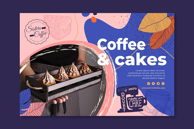 Coffee and cakes shop banner template