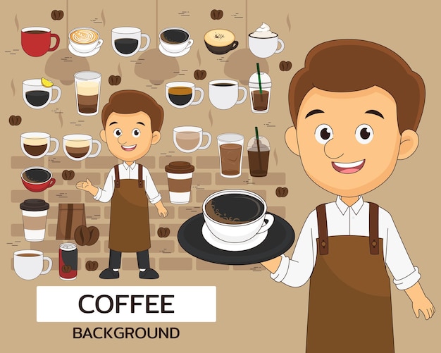 Coffee concept background. flat icons.