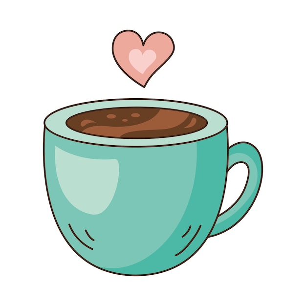 Бесплатное векторное изображение Чашка кофе и сердце