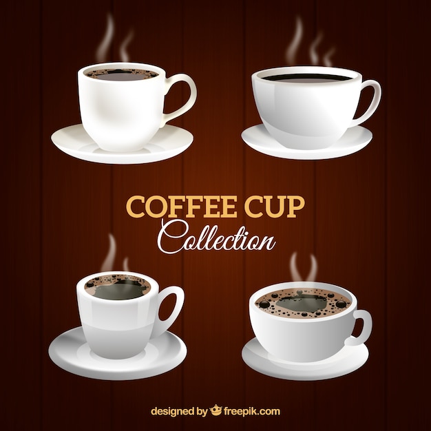 Coffee cup collection in detailed style