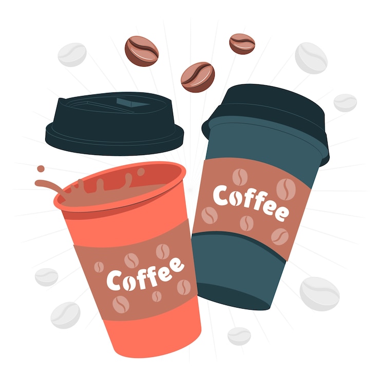 免費 Vector 咖啡杯概念插圖