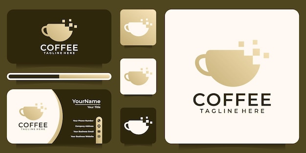 Coffee cup logo design with technology style