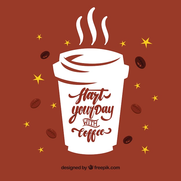 Coffee cup silhouette with lettering