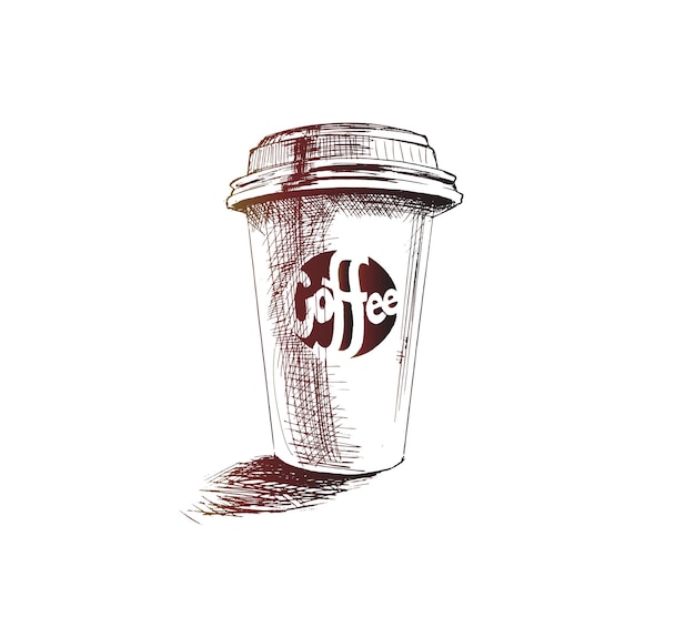 Бесплатное векторное изображение Кофейная чашка эскиз векторный фон