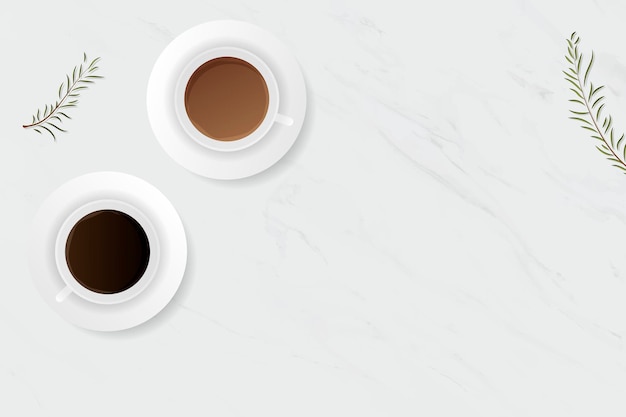 Coffee cup on white marble background