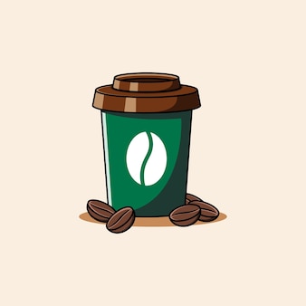 Coffee cup with coffee beans illustration