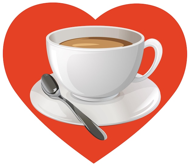 Free vector coffee cup with heart background