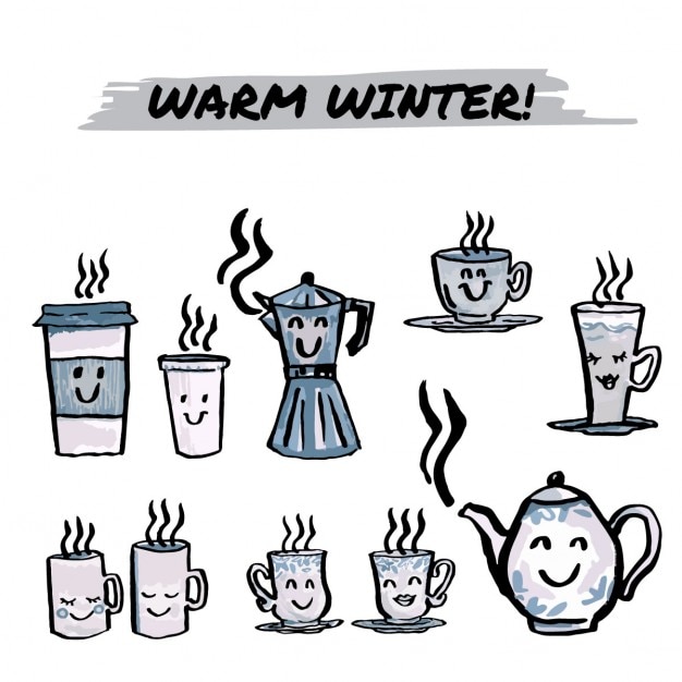 Free vector coffee cups hand drawn