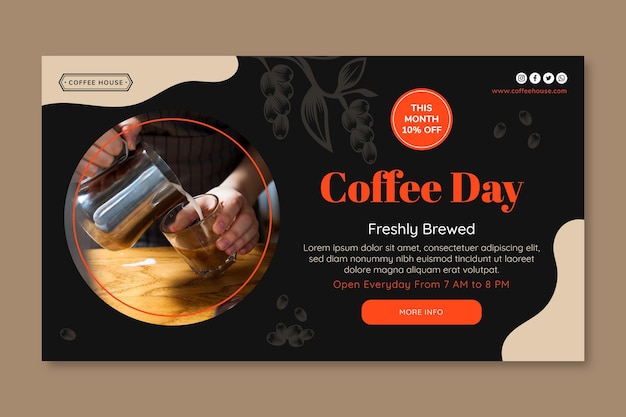 Vettore gratuito modello di banner del giorno del caffè