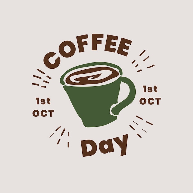 Vettore gratuito design del logo del giorno del caffè