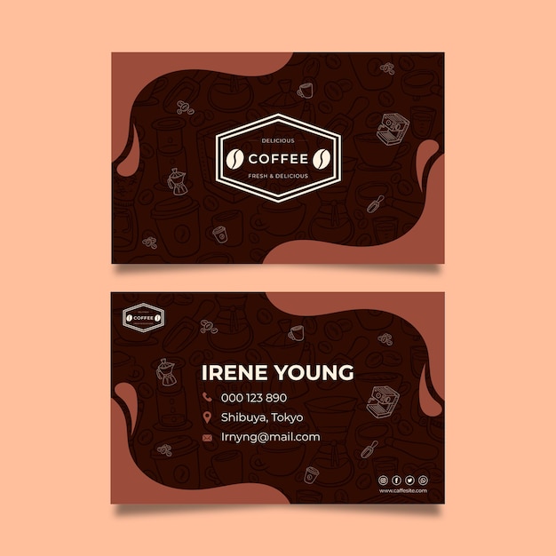 Free vector coffee double-sided business card template