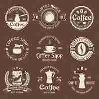 Free vector coffee emblem set in color