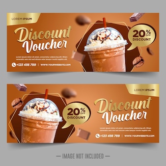 Coffee gift voucher discount design template