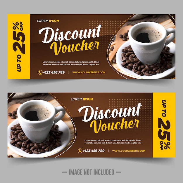 Coffee gift voucher discount design template