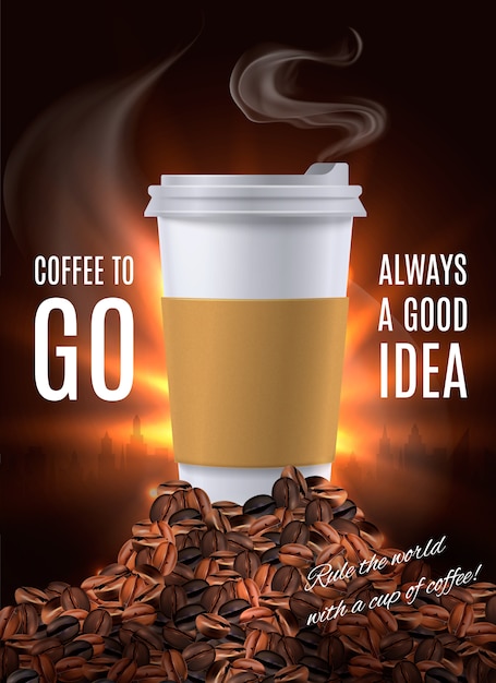 Vettore gratuito composizione pubblicitaria coffee to go