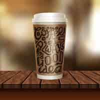 Free vector coffee to go cup composition