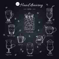 Free vector coffee hand drawn elements set