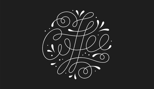 暗い灰色の背景に目を覚ます日のタイポグラフィとコーヒー マグのイラスト 黒板にヴィンテージのレタリング Tシャツ メモ帳 ポスター バナー ポストカード スケッチブックに印刷するためのテンプレート プレミアムベクター