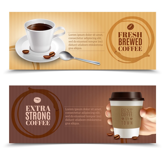 Free vector coffee horizontal banners set