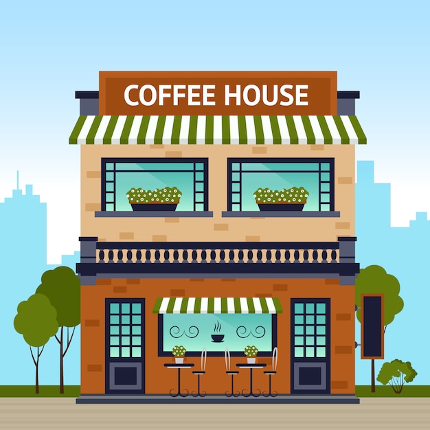 Free vector coffee house building