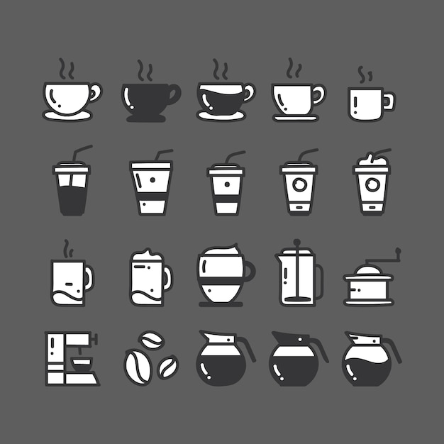 Бесплатное векторное изображение Коллекция иконок кофе