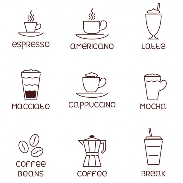 Free vector coffee icons, outline