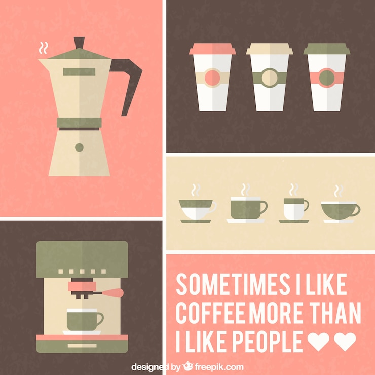 Free Vector coffee icons in retro style