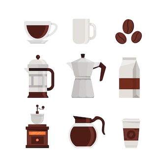 Coffee icons with white backgroundcoffee makerflat design icon vector illustration