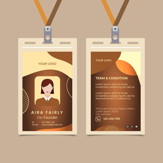Бесплатное векторное изображение Шаблон удостоверения личности кофе