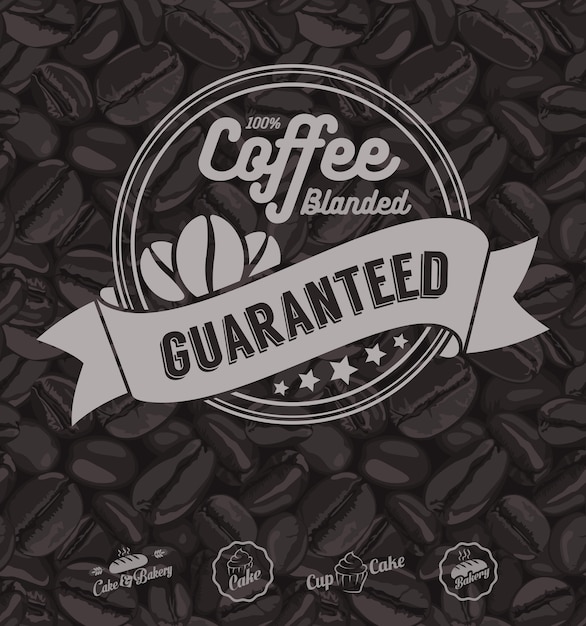 Coffee labels and coffee beans background Premium Vector