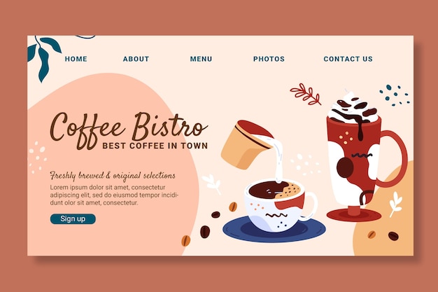 Coffee landing page design template