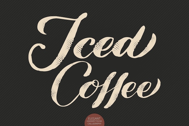 Coffee lettering. hand drawn calligraphy Iced Coffee. Elegant modern calligraphy ink illustration.lettering.