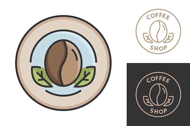 Coffee logo color design for coffeeshop or cafe. espresso or cappuccino vector sign. creative logotype, trendy line icon.