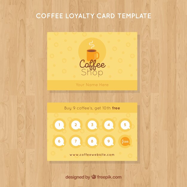 Шаблон карточки лояльности к кофе
