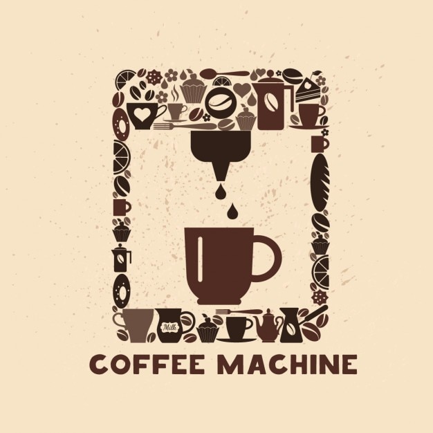 Coffee machine made of coffee icons