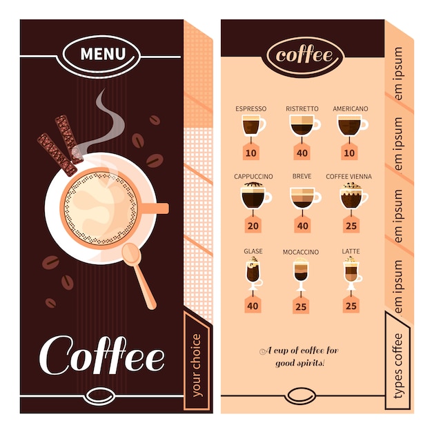 Кофейное меню дизайн