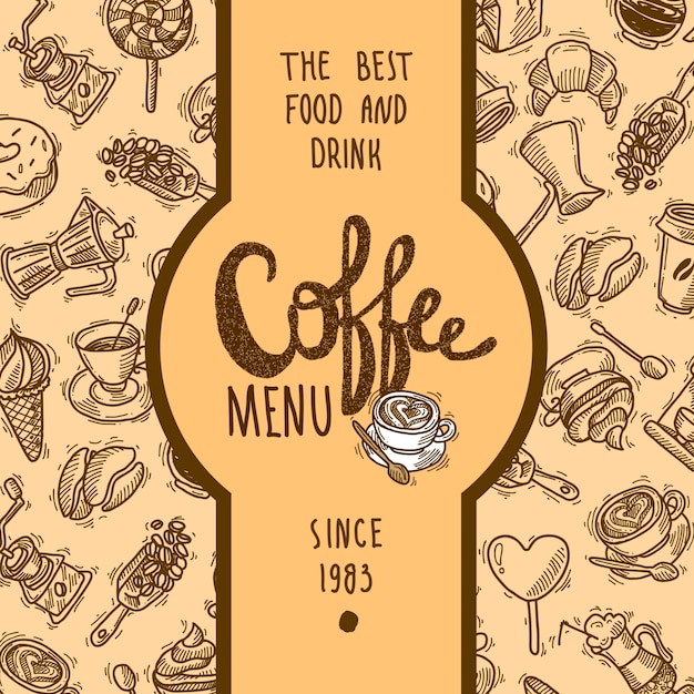 Etichetta del menu del caffè