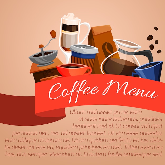 Vettore gratuito poster del menu caffè