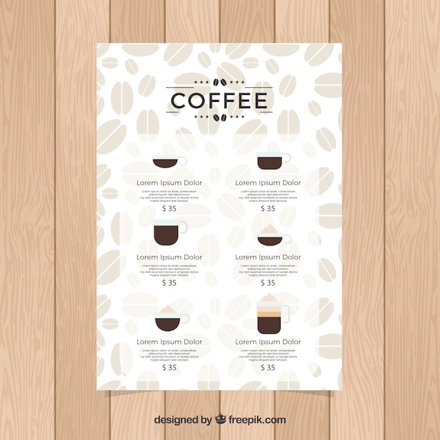 Free vector coffee menu