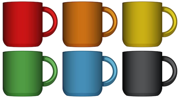 Free vector coffee mugs in six different colors