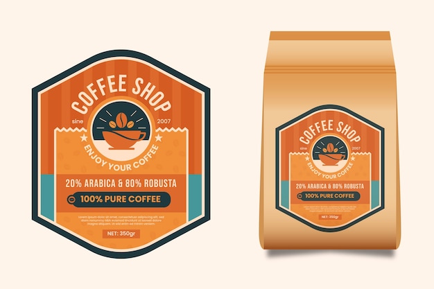 Free vector coffee packaging design template