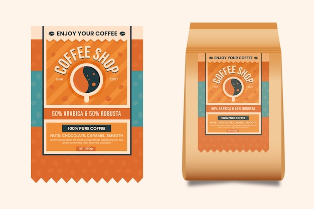 Free vector coffee packaging design template