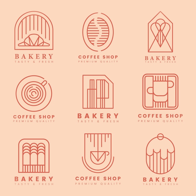 Free vector coffee and pastry shop logo vector set