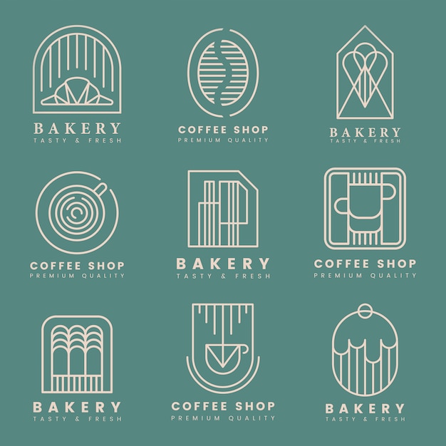 Coffee and pastry shop logo vector set