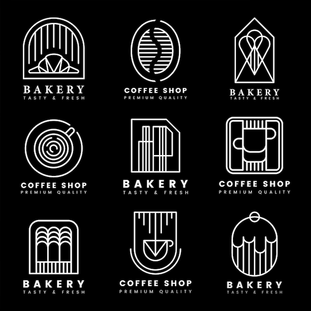 Free vector coffee and pastry shop logo vector set